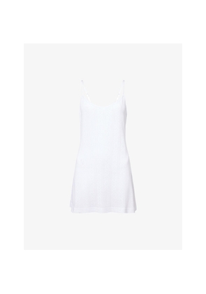 Womens Adanola Pointelle Shoulder-Straps Cotton-Jersey Mini Dress