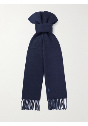 Polo Ralph Lauren - Fringed Logo-Embroidered Cashmere Scarf - Men - Blue