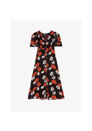 Womens The Kooples V-Neck Floral-Print Woven Maxi Dress