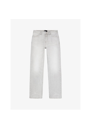 Womens The Kooples Faded-Wash Straight-Leg Denim Jeans