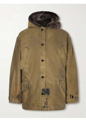 Enfants Riches Déprimés - Vienna Appliquéd Shearling-Trimmed Padded Cotton-Sateen Hooded Parka - Men - Green - S