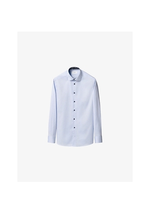 Mens Eton Floral-Trim Signature Contemporary-Fit Cotton-Twill Shirt