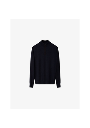 Mens Eton Quarter-Zip Knitted Wool Jumper
