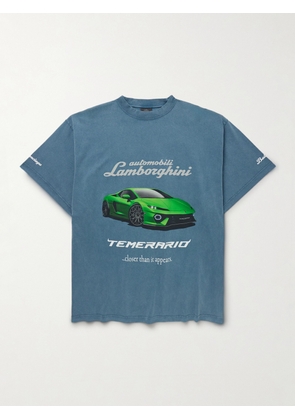 Balenciaga - Lamborghini Oversized Printed Cotton-Jersey T-Shirt - Men - Blue - 1