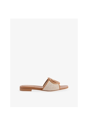 Womens Gucci Blondie Canvas Flat Sandals