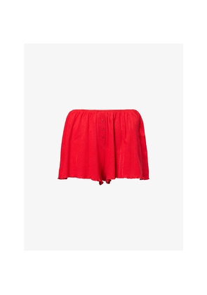 Womens Adanola Pointelle Relaxed-Fit Cotton-Jersey Shorts