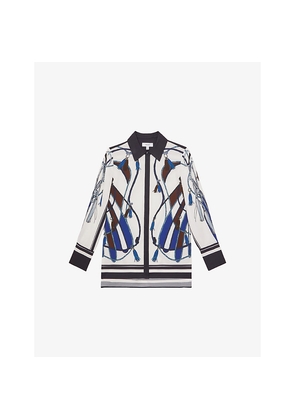 Womens Reiss Isla Scarf-Print Woven Shirt