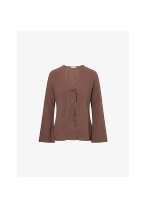 Womens 4th & Reckless Jules Flared-Cuffs Woven Top