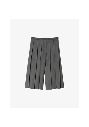 Womens Sandro Pleated Elasticated-Waistband Stretch-Woven Shorts