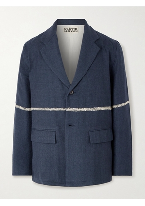 Kartik Research - Rabari Embroidered Wool Suit Jacket - Men - Blue - S