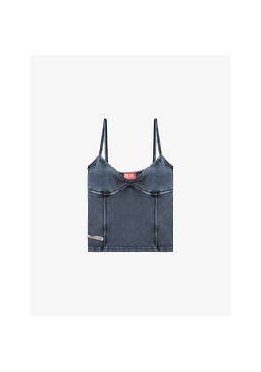 Womens Diesel T-Ony Denim-Effect Stretch-Cotton Jersey Cami Top