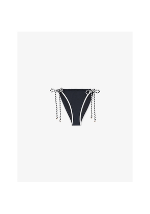 Womens Reiss Effie Side-Tie High-Leg Stretch-Woven Bikini Bottoms