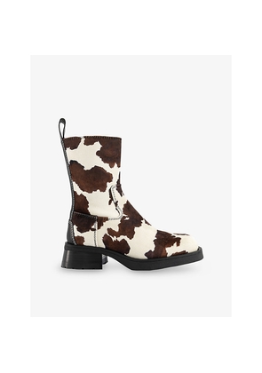 Womens Miista Yolanda Cow-Print Vegan-Suede Ankle Boots
