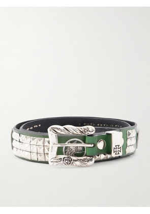 Enfants Riches Déprimés - Dog In Restraint 3.5cm Studded Leather Belt - Men - Green - EU 80