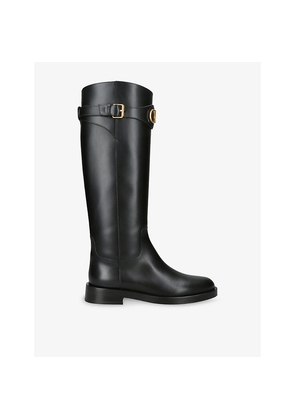 Womens Valentino Garavani Vlogo Leather Knee-High Boots