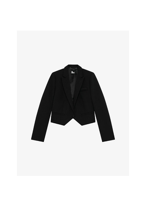 Womens The Kooples Asymmetric-Hem Slim-Fit Wool Blazer