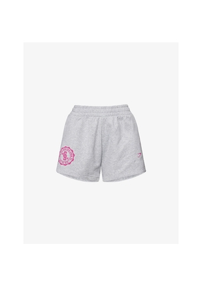 Womens Gymshark Collegiate Graphic Fleece Cotton-Jersey Shorts