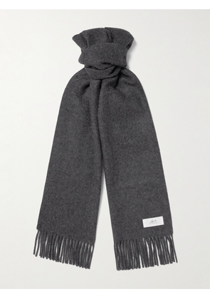 Mr P. - Logo-Appliquéd Fringed Cashmere Scarf - Men - Gray