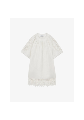 Womens Reiss Carina Broderie-Anglaise Linen Mini Dress