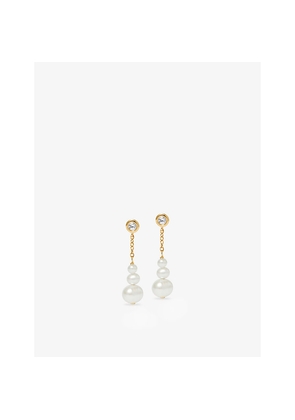 Womens Astley Clarke Pearls 18ct Yellow Gold Vermeil, Freshwater Pearl and White Sapphire Drop Earrings