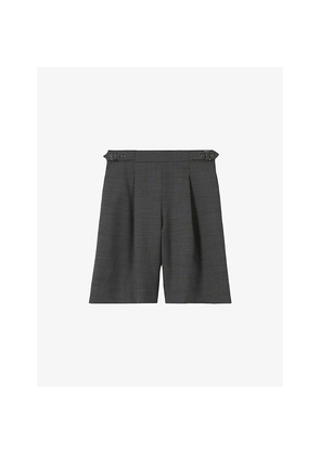Womens Claudie Pierlot Pleated Bermuda Wool-Blend Shorts
