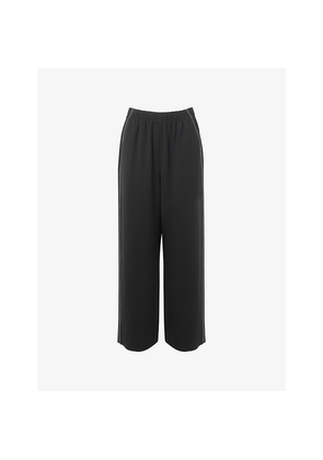 Womens Whistles Stitch-Embroidered Elasticated-Waist Crepe Trousers