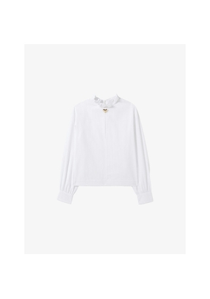 Womens Claudie Pierlot Striped Victorian-Collar Cotton Blouse