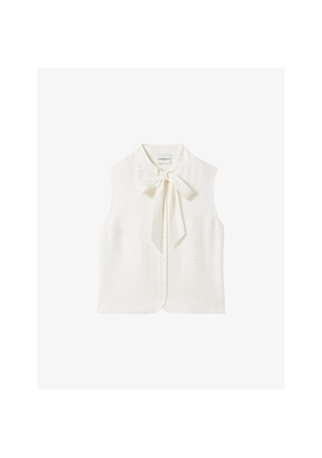 Womens Claudie Pierlot Sleeveless Tie-Neck Woven Shirt