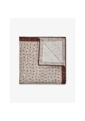 Mens Reiss Lucio Polka-Dot Cotton and Wool-Blend Pocket Square