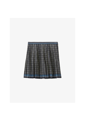 Womens Claudie Pierlot Pleated Branded-Print Woven Mini Skirt