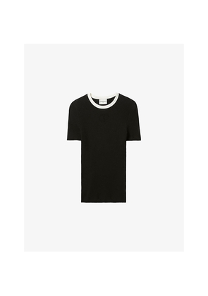Womens Claudie Pierlot Short-Sleeved Contrast-Trim Knitted T-Shirt