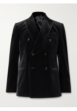 Mr P. - Double-Breasted Cotton-Velvet Tuxedo Jacket - Men - Black - 38