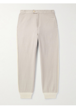 Visvim - Bertone Tapered Grosgrain-Striped Cotton-Twill Trousers - Men - Neutrals - 2