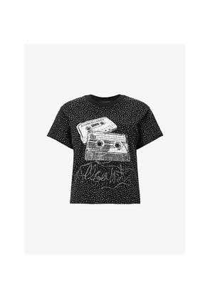Womens Allsaints Reel Elle Graphic-Print Short-Sleeve Cotton T-Shirt