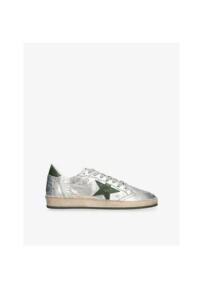 Mens Golden Goose Men's Ball Star Metallic-Leather and Metallic-Nylon Low-Top Trainers
