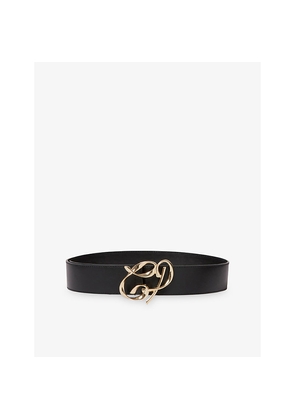Womens Claudie Pierlot Monogram-Buckle Leather Belt