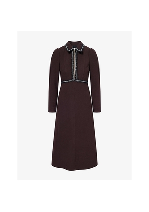 Womens Me And Em Tweed Long-Sleeve Woven Midi Dress