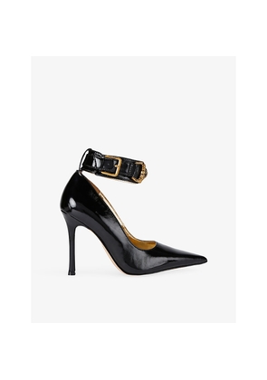 Womens Kurt Geiger London Mansion Patent-Leather Ankle-Strap Court Heels