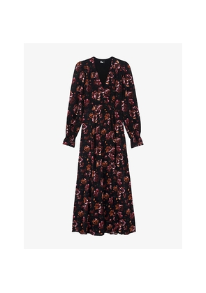 Womens The Kooples Floral-Print Long-Sleeve Woven Maxi Dress
