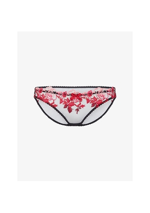 Womens Agent Provocateur Callypso Floral-Embroidered Mesh Briefs