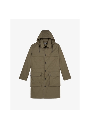 Mens The Kooples Hooded Straight-Fit Cotton Parka Coat