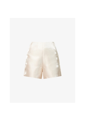 Womens Amy Lynn Shiny Tailored High-Rise Woven Shorts