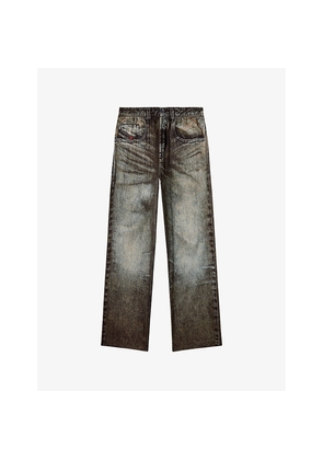 Mens Diesel P-Theck-Lkct Denim-Print Straight-Leg Woven Trousers