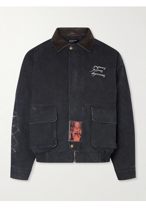 Enfants Riches Déprimés - Constructivist Logo-Embroidered Leather-Trimmed Cotton-Canvas Jacket - Men - Black - S