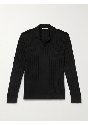 Onia - Ribbed Merino Wool Polo Shirt - Men - Black - S