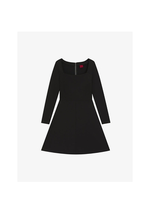 Womens Hugo Square-Neck Long-Sleeved Stretch-Jersey Mini Dress