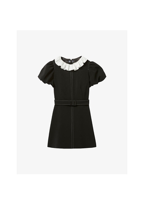 Womens Claudie Pierlot Ruffle-Collar Short-Sleeved Stretch-Woven Mini Dress
