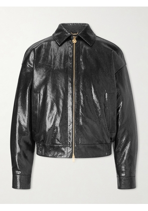 Versace - Padded Snake-Effect Leather Blouson Jacket - Men - Black - IT 46