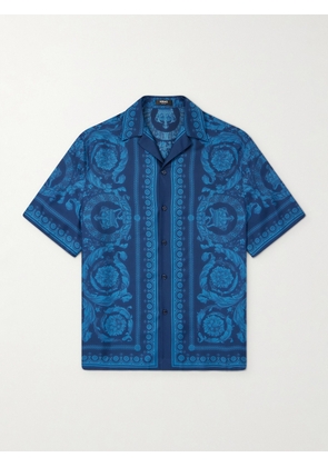 Versace - Camp-Collar Printed Silk-Twill Shirt - Men - Blue - IT 44