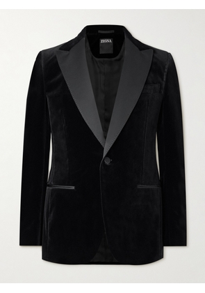 Zegna - Satin-Trimmed Cotton-Velvet Tuxedo Jacket - Men - Black - IT 46